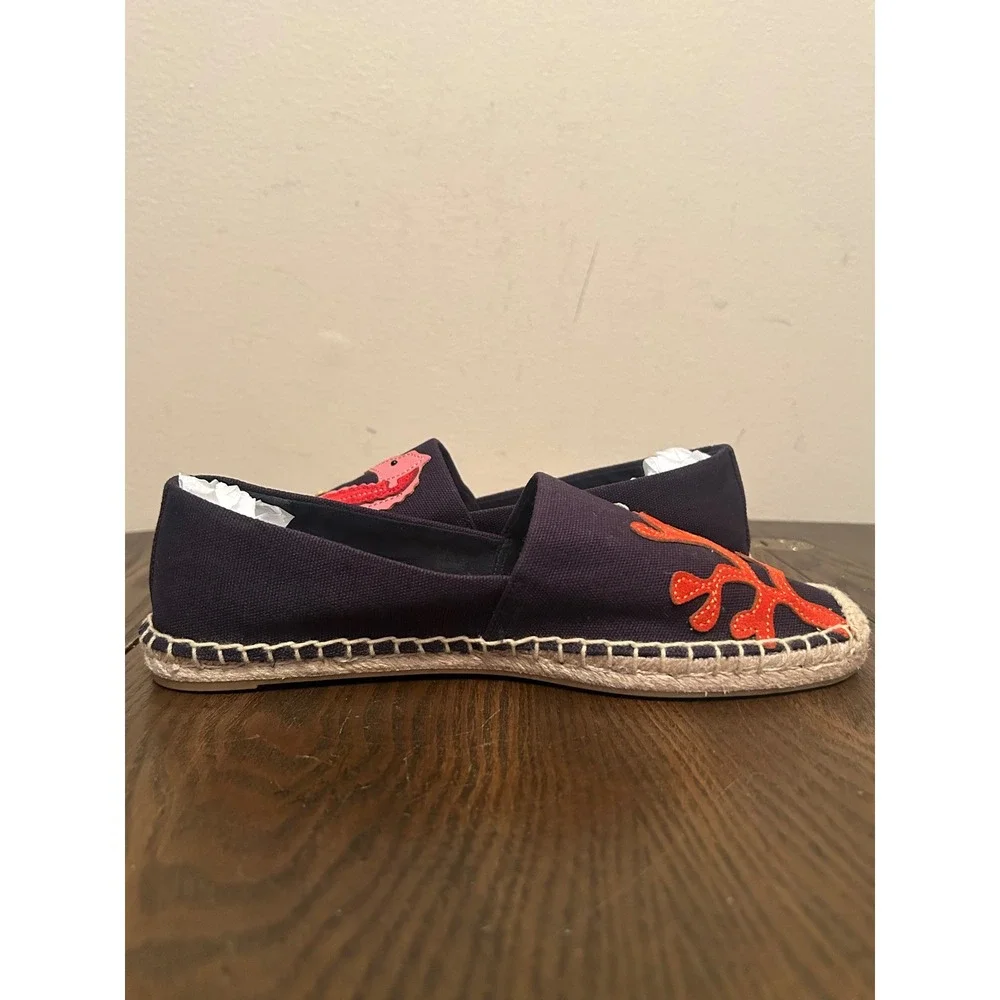 Tory Burch SeaHorse Espadrille Women's Flats Size 7.5 M Navy Blue
